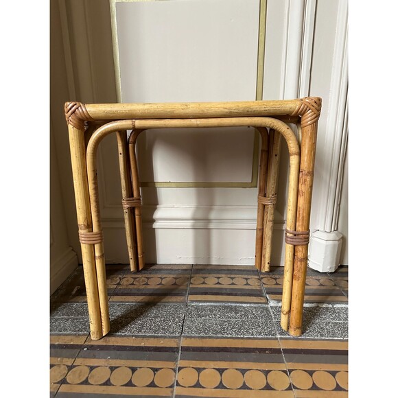 French vintage bamboo rattan small coffee or side table classy and elegant - Picture 2 of 6